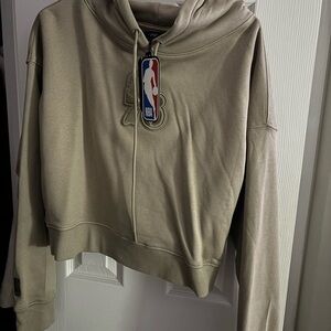NBA Women's Cropped Hoodie Taupe